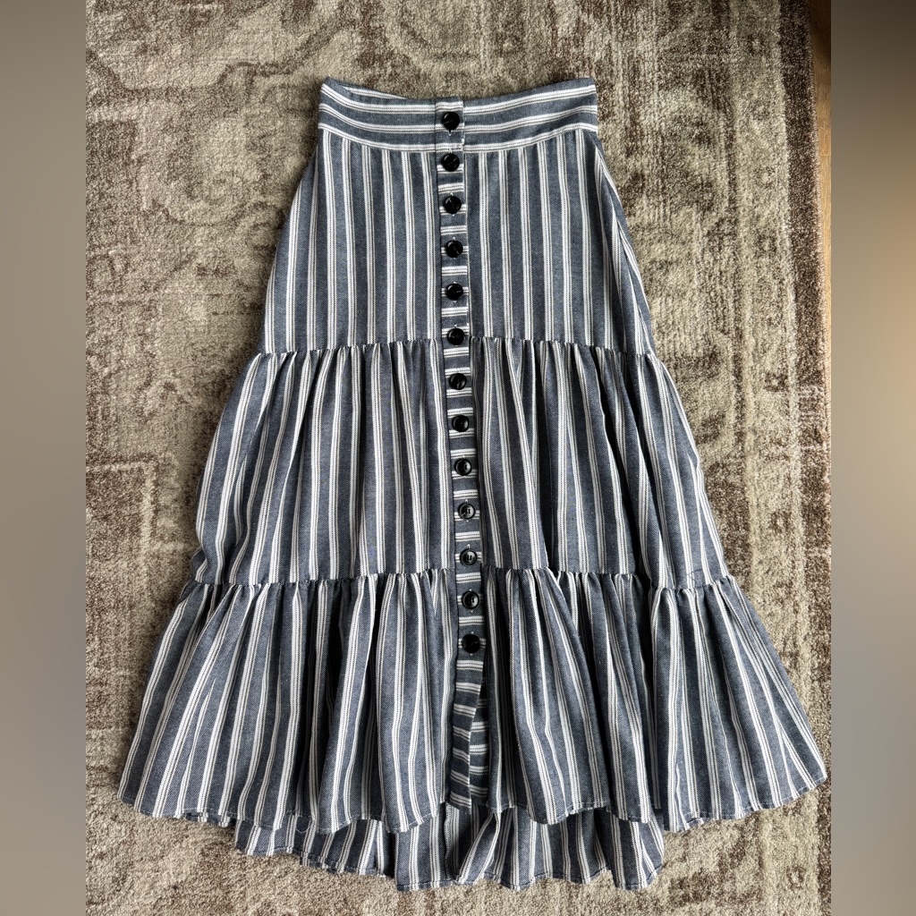 Marissa Webb Navy And White Striped Maxi Skirt